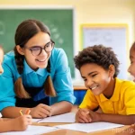 교사 커리큘럼 디자인 방법 - **Prompt:** A vibrant, modern elementary classroom filled with bright natural light. A group of dive...