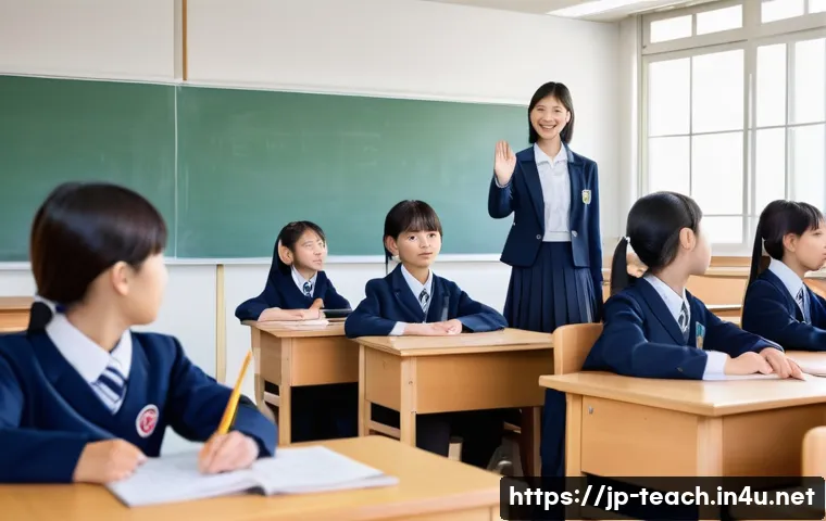 교사 수업 관찰 일지 작성법 - A modern Japanese classroom scene during a lesson observation: a female teacher in her 30s dressed i...