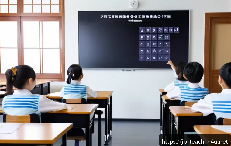 교사 영어 수업 전략 - A modern Japanese classroom scene where a young female teacher engages a group of diverse junior hig...